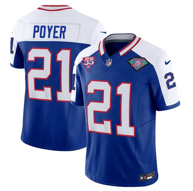 Men & Women & Youth Buffalo Bills #21 Jordan Poyer Blue White 2023 F.U.S.E. 75th Anniversary Throwback Vapor Untouchable Limited Football Stitched Jersey->buffalo bills->NFL Jersey